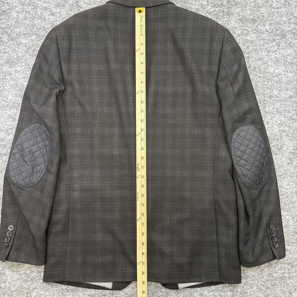 The Savile Row Co London Aberdeen‎ sport coat men's 40R gray plaid elbow patches